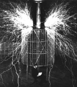 Tesla In His  Lab